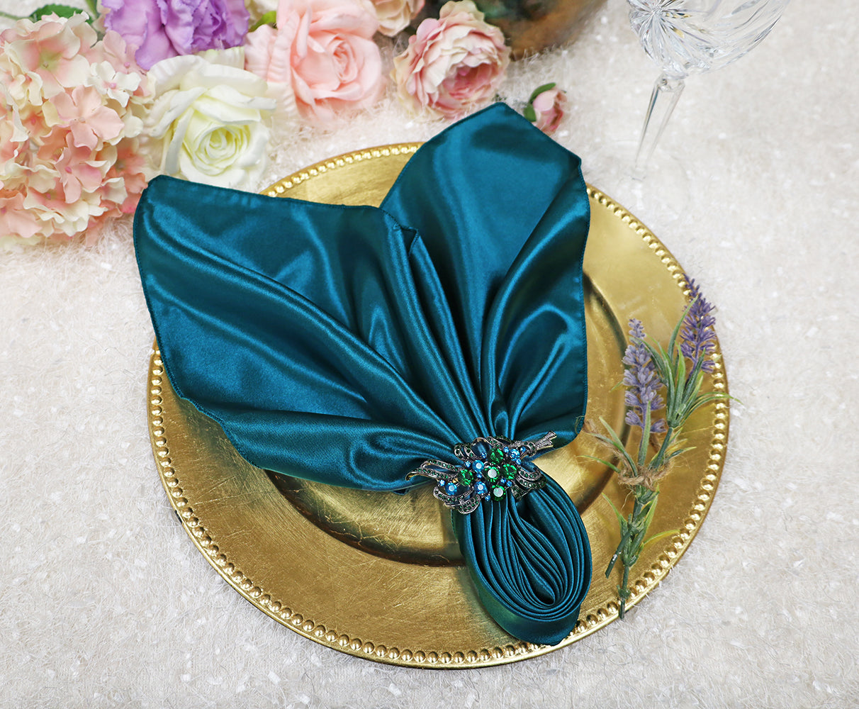 Satin Dinner Napkin Sample 20x20 Peacock