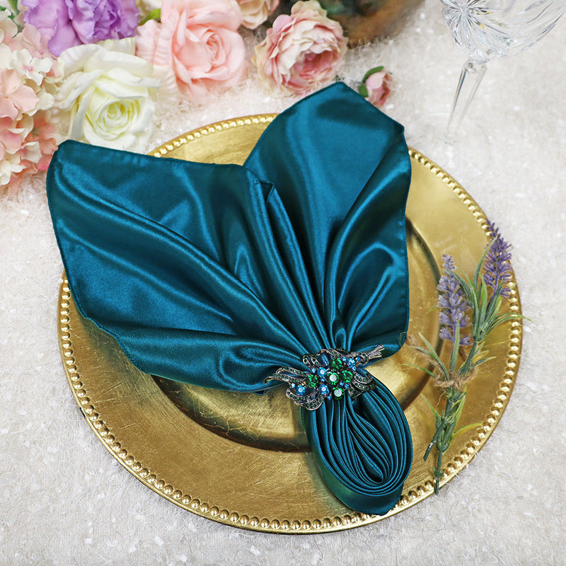 Satin Dinner Napkins 20x20 Peacock