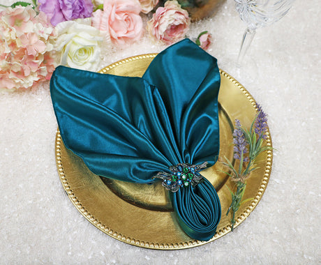 Satin Dinner Napkins 20x20 Peacock