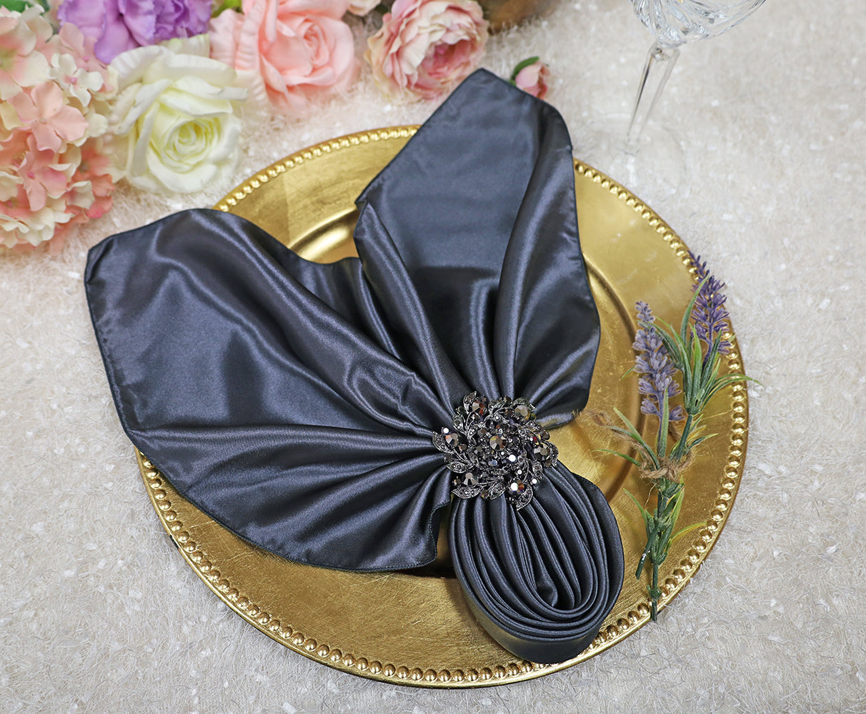 Satin Dinner Napkin Sample 20x20 Pewter/Charcoal