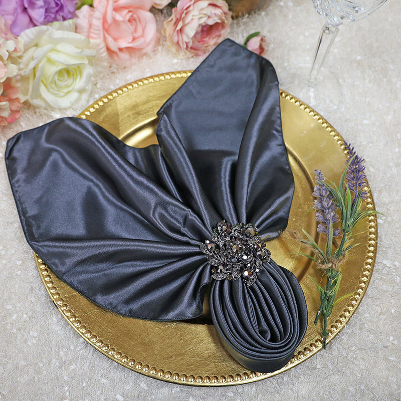 Satin Dinner Napkins 20x20 Pewter/Charcoal