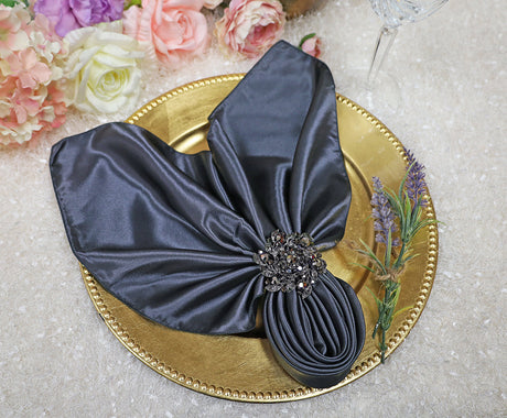 Satin Dinner Napkins 20x20 Pewter/Charcoal