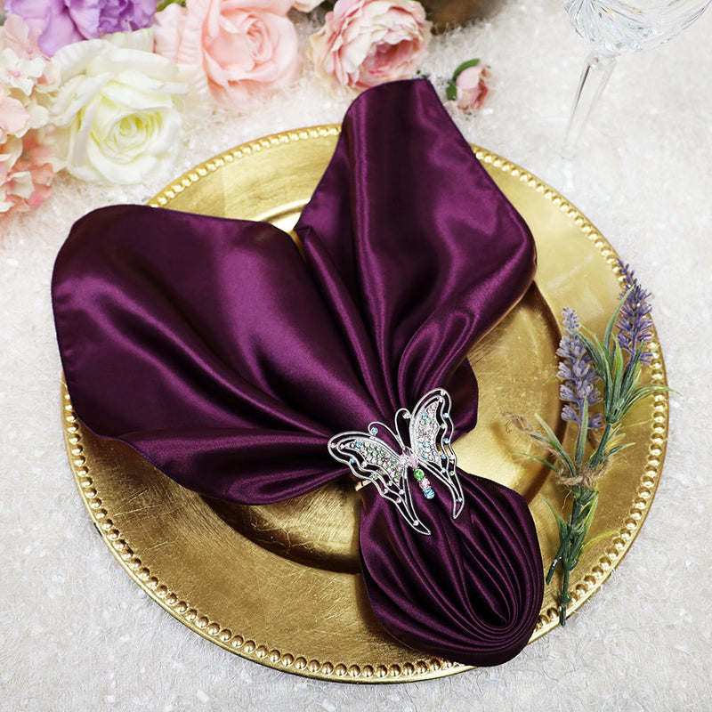Satin Dinner Napkins 20x20 Plum