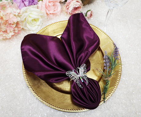 Satin Dinner Napkins 20x20 Plum