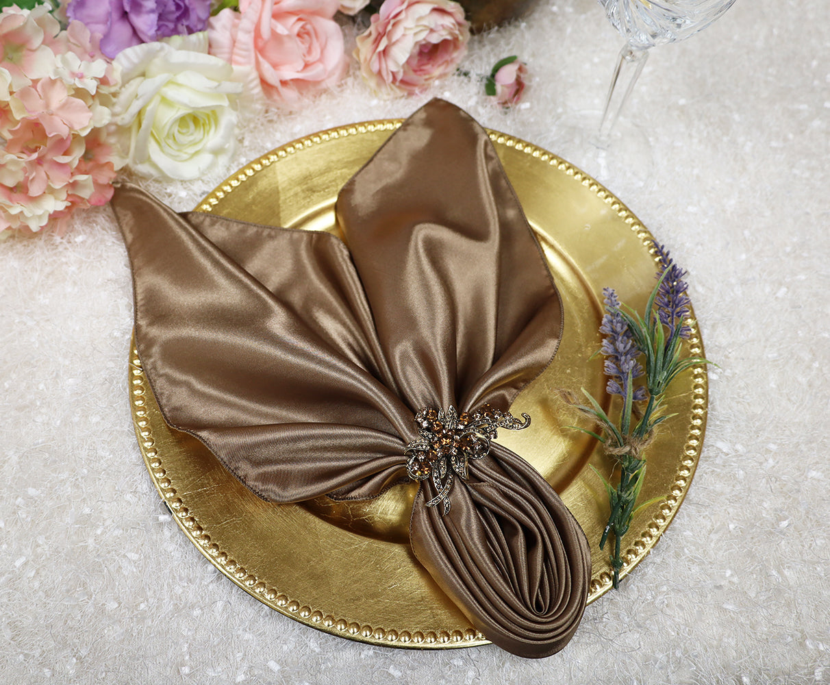 Satin Dinner Napkins 20x20 Latte/Taupe