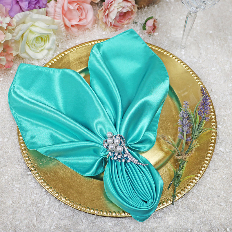 Satin Dinner Napkins 20x20 Pool Blue