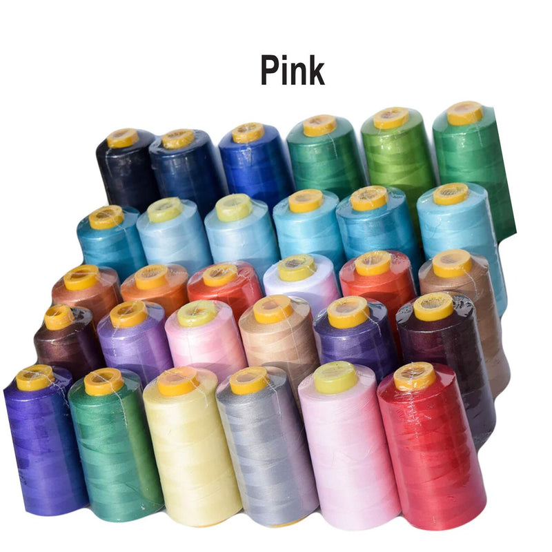 Premium Pink Polyester Sewing Thread 6000 Yards All-Purpose for Machine, Serger & Quilting Projects