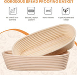 Bread Proofing Basket 12 inch Oval Shaped Dough Proofing Bowl w/Liners Perfect for Professional & Home Sourdough Bread Baking