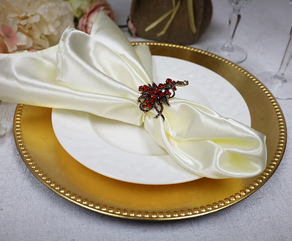 Heavy Duty Satin Dinner Napkins 20x20 Ivory