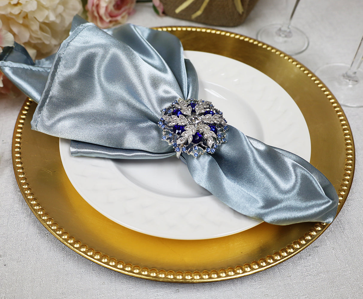 Heavy Duty Satin Dinner Napkin Sample 20x20 Dusty Blue