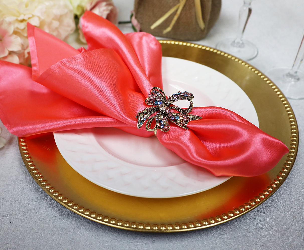 Heavy Duty Satin Dinner Napkins 20x20 Coral