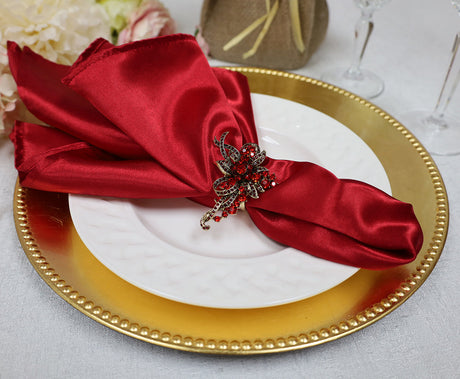 Heavy Duty Satin Dinner Napkins 20x20 Apple Red