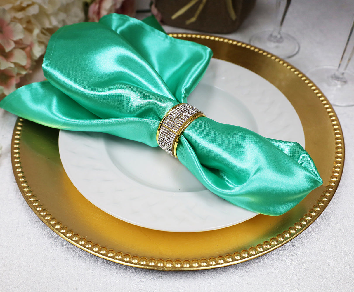 Heavy Duty Satin Dinner Napkins 20x20 Tiff Blue/Aqua Blue