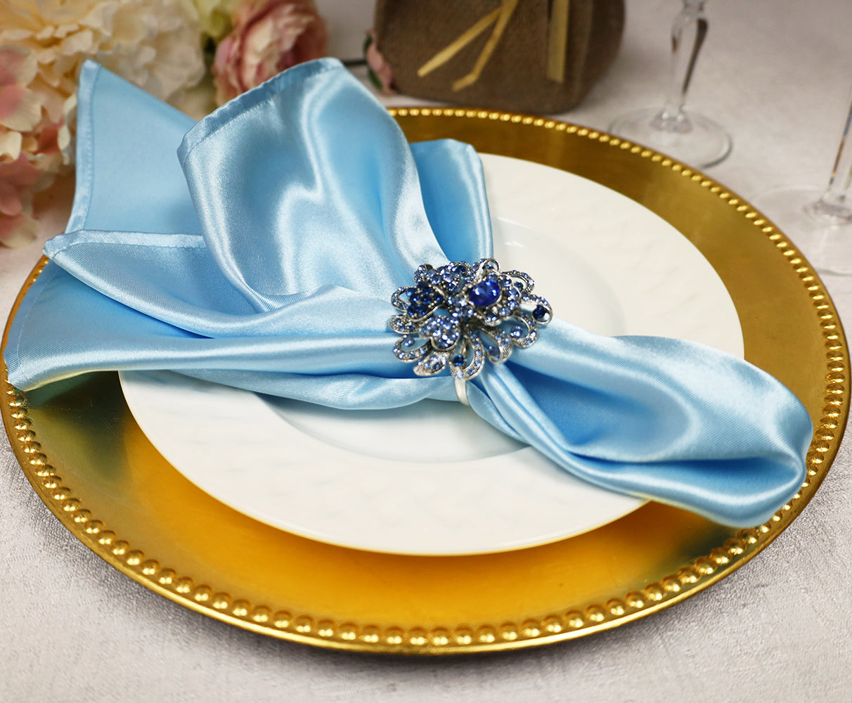 Heavy Duty Satin Dinner Napkin Sample 20x20 Baby Blue