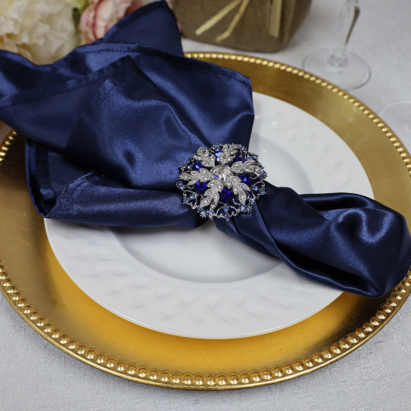 Heavy Duty Satin Dinner Napkins 20x20 Navy Blue