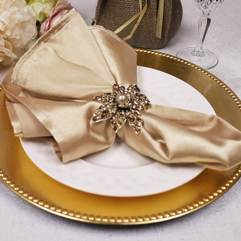 Heavy Duty Satin Dinner Napkins Champagne