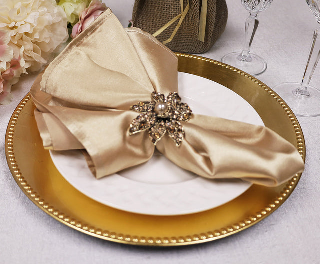 Heavy Duty Satin Dinner Napkins Champagne