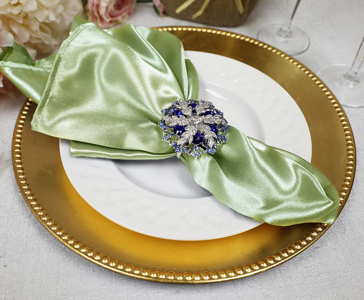 Satin Dinner Napkins 20x20 Sage Green