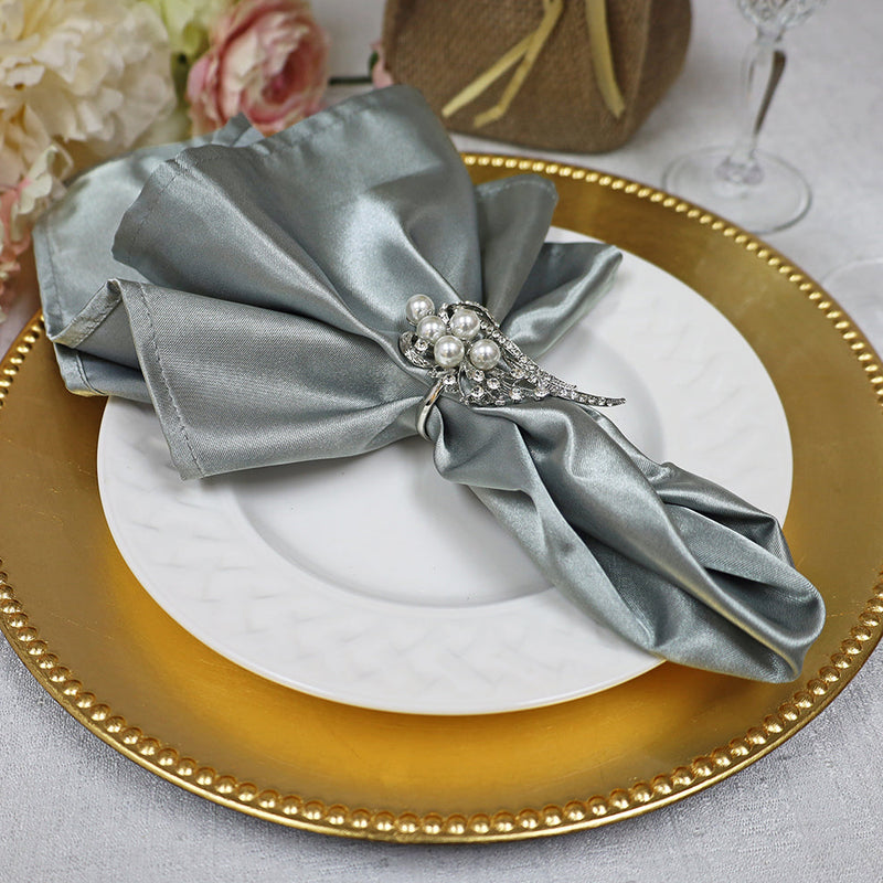 Heavy Duty Satin Dinner Napkin Sample 20x20 Silver