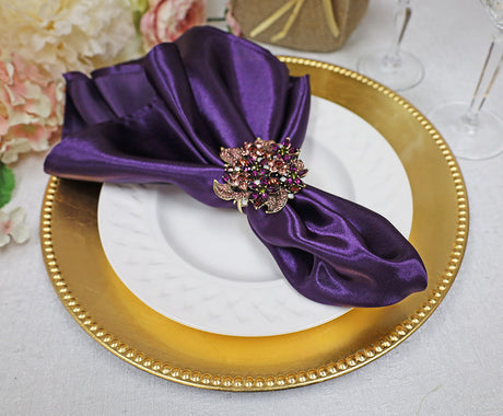 Heavy Duty Satin Dinner Napkins 20x20 Eggplant