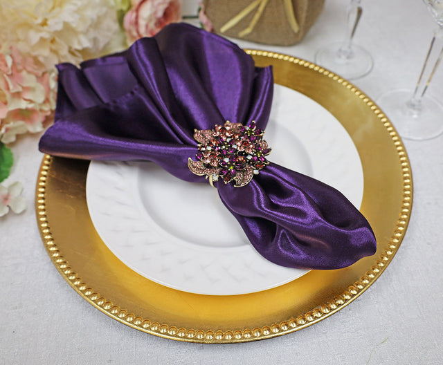 Heavy Duty Satin Dinner Napkins 20x20 Eggplant