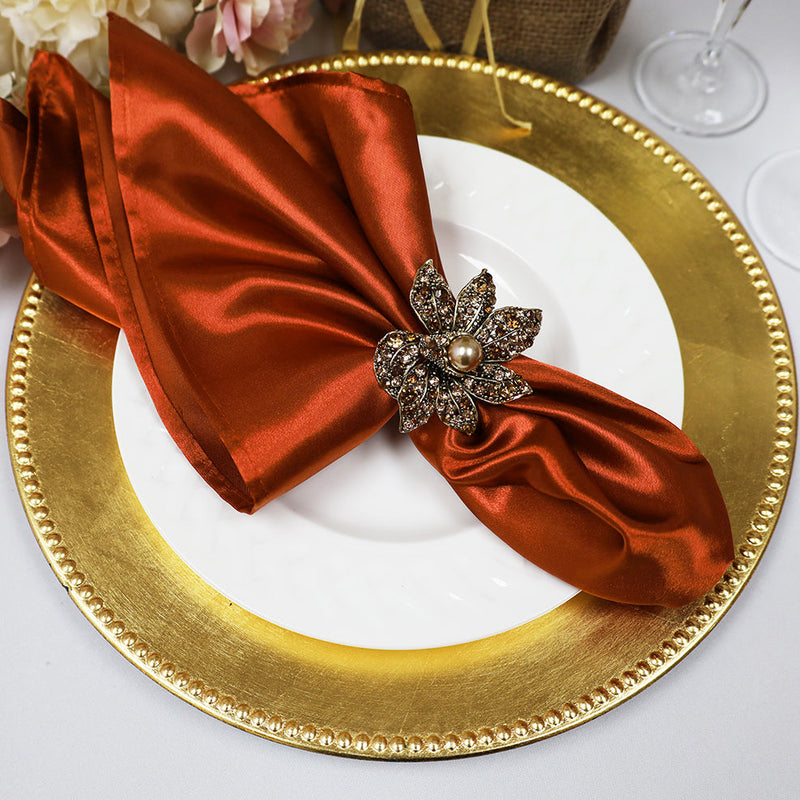 Heavy Duty Satin Dinner Napkins 20x20 Rust/Burnt Orange