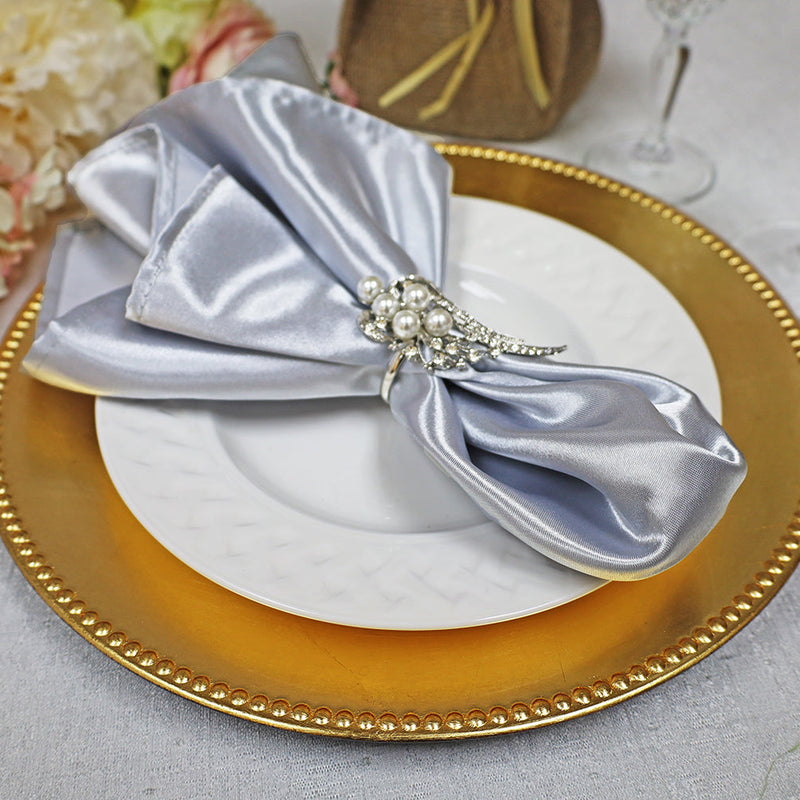 Heavy Duty Satin Dinner Napkins 20x20 Platinum