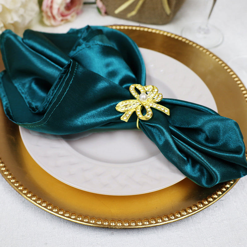 Heavy Duty Satin Cloth Dinner Napkins 20x20 Peacock