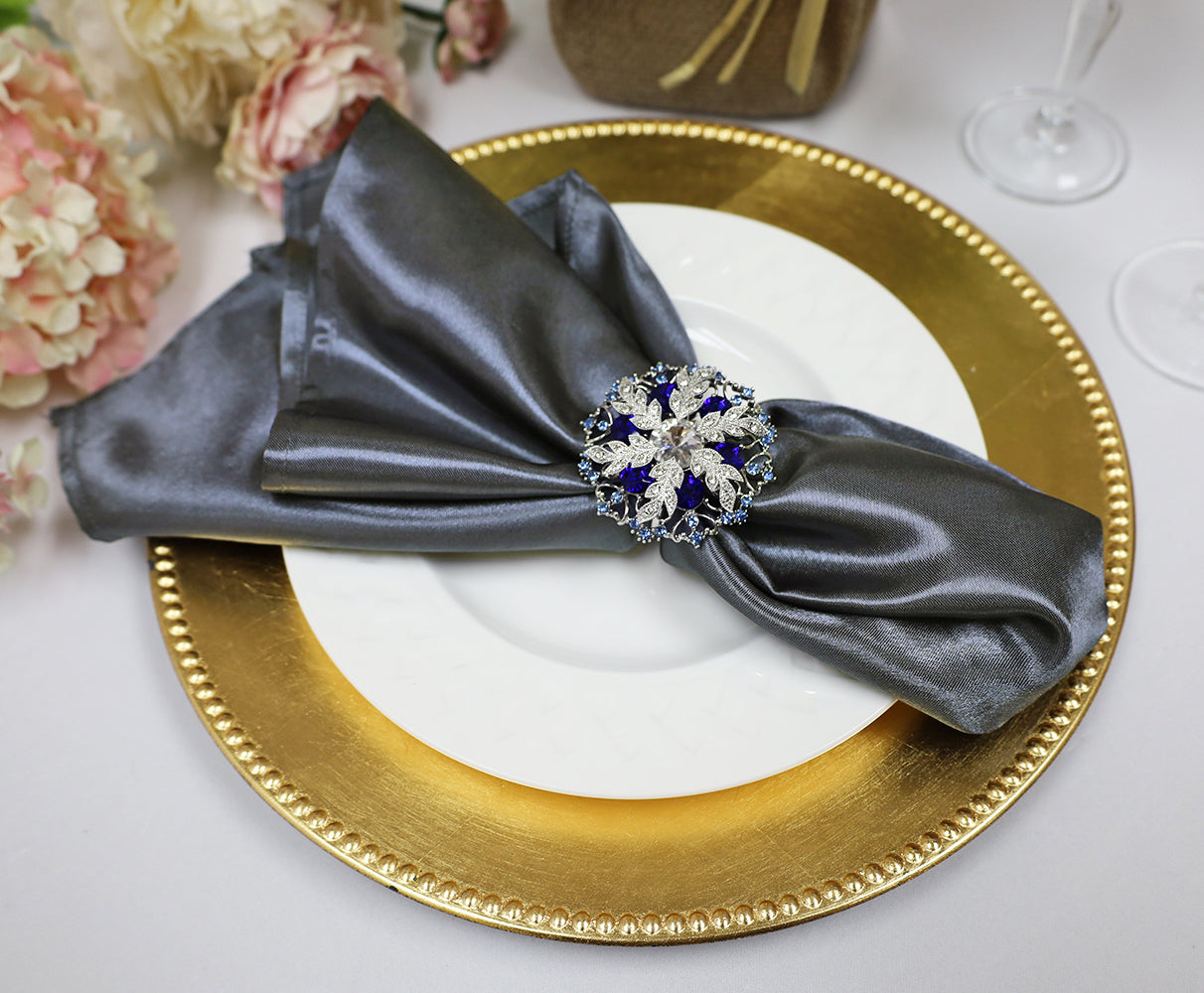Heavy Duty Satin Dinner Napkins 20x20 Pewter/Charcoal