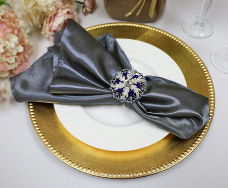 Heavy Duty Satin Dinner Napkins 20x20 Pewter/Charcoal