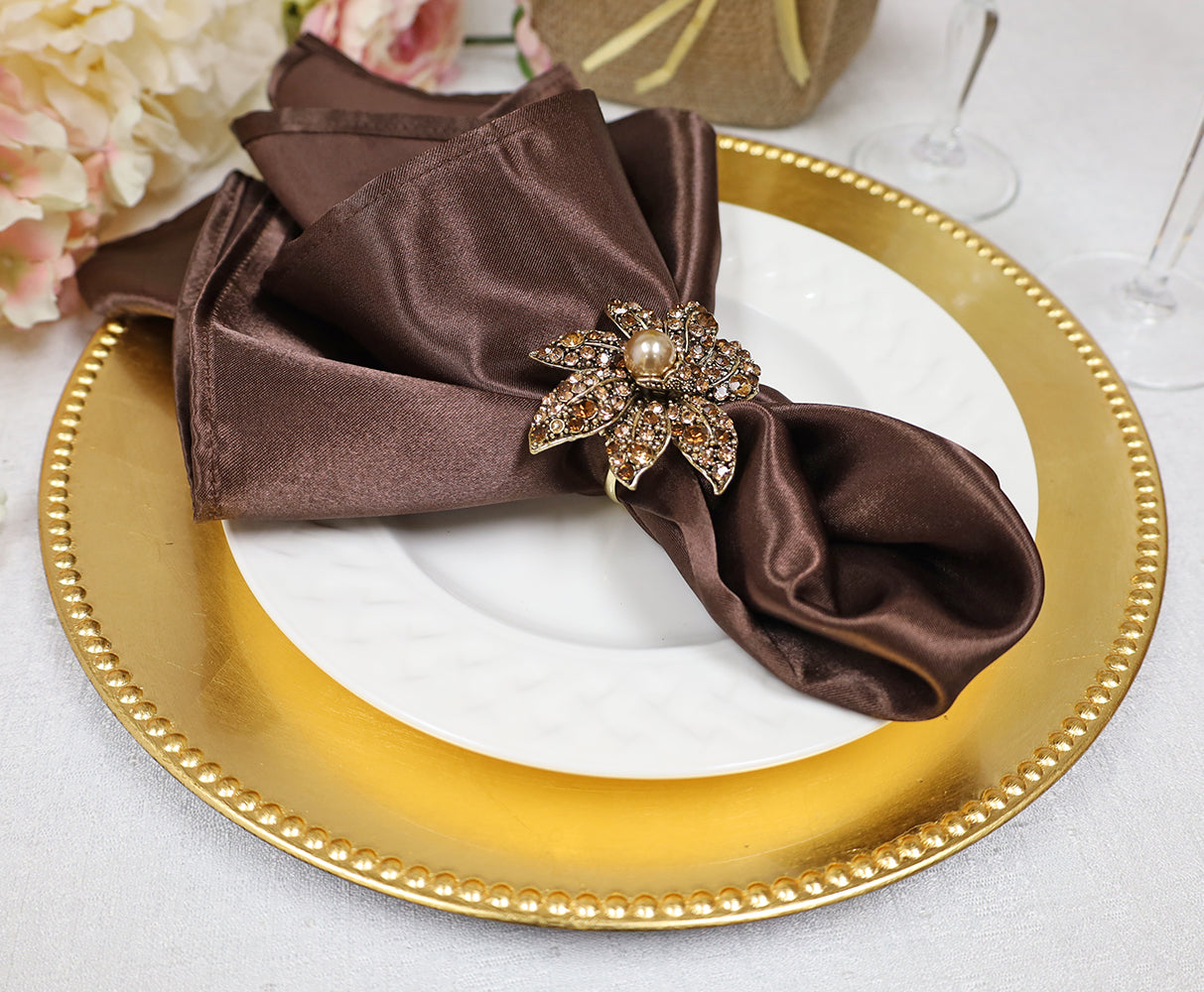 Heavy Duty Satin Dinner Napkins 20x20 Chocolate
