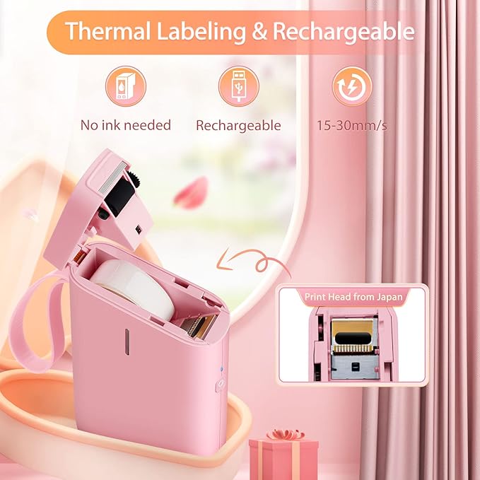 JADENS Label Maker Machine, D11 Portable Bluetooth Printer for Labeling, Home, Office, Organization, Mini Label Maker Machine