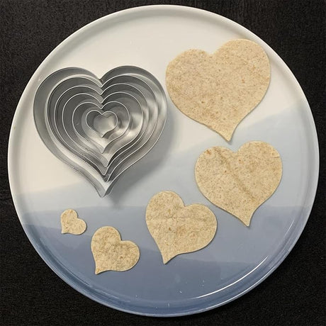 6-Piece Heart Cookie Cutter Set – Stainless Steel Fondant & Biscuit Cutters (0.95"–4.25")