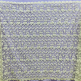 1 Yard Exquisite Ivory Silver Beaded Corded Bridal Lace Fabric on Net Mesh 52 inch Width