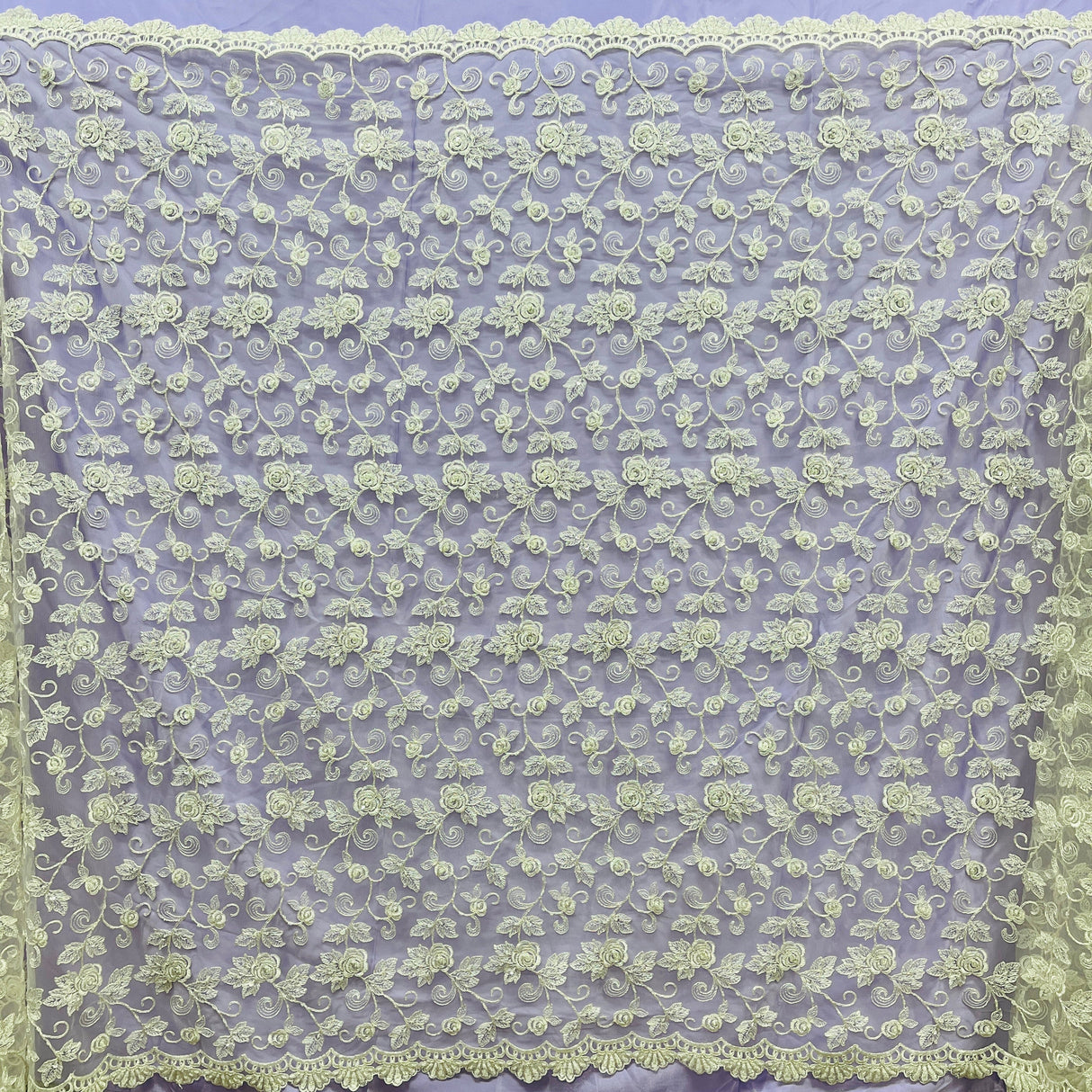 Beaded Corded Floral Bridal Lace Fabric 52" Wide