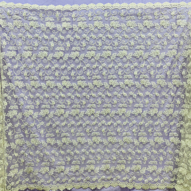 Beaded Corded Floral Bridal Lace Fabric 52" Wide