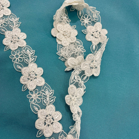 Beaded Corded Lace Trim