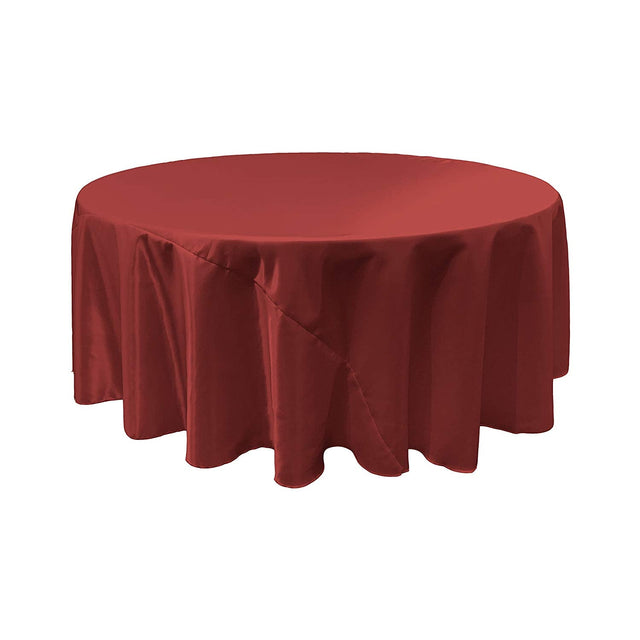 Burgundy Bridal Satin Round Tablecloth 120″