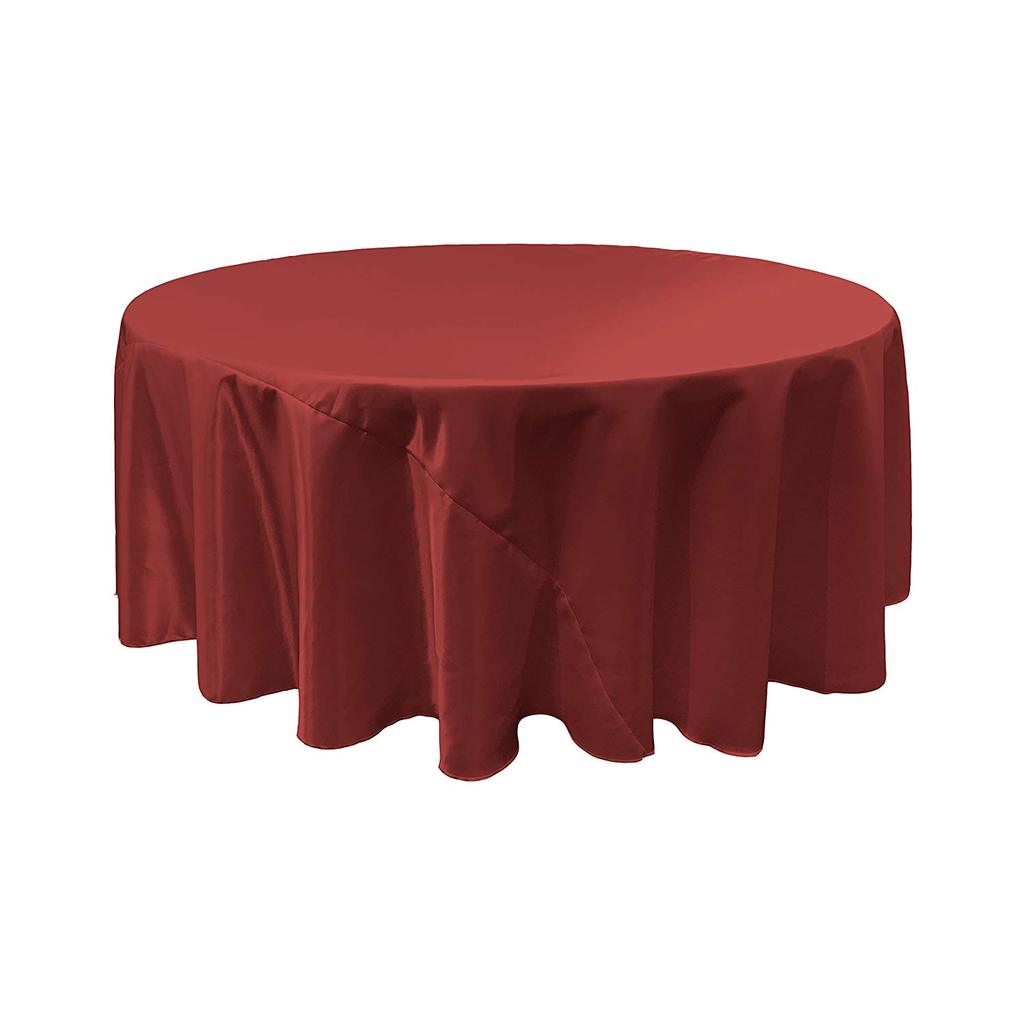 Burgundy Bridal Satin Round Tablecloth 132″