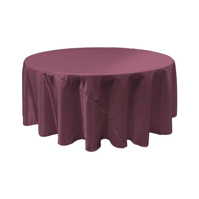 Eggplant Bridal Satin Round Tablecloth 90″