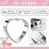 KAISHANE Love Heart Cookie Cutter Set - 5 Pieces Stainless Steel Heart Shaped Cookie Cutter Biscuit Pastry Cutter