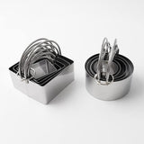 Baking Cookie Cutter Set of 10 – Round & Square Stainless Steel Cutters with Handles