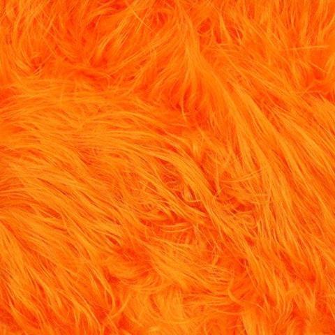 Orange Faux Fake Fur Solid Shaggy Long Pile Fabric,