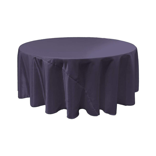Navy Blue Bridal Satin Round Tablecloth 132″