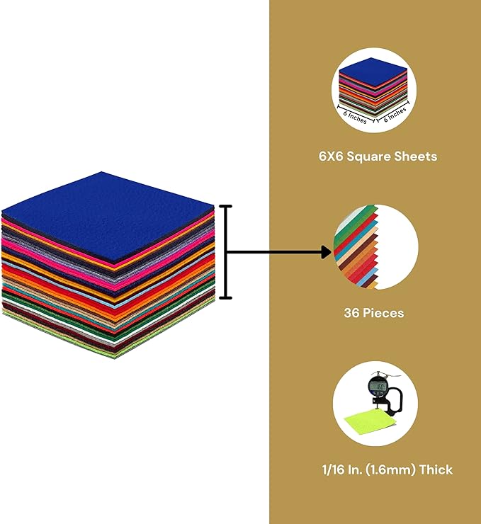 Acrylic Felt Sheets 6" x 6" Multi-Colors