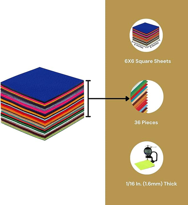 Acrylic Felt Sheets 6" x 6" Multi-Colors