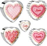 KAISHANE Love Heart Cookie Cutter Set - 5 Pieces Stainless Steel Heart Shaped Cookie Cutter Biscuit Pastry Cutter