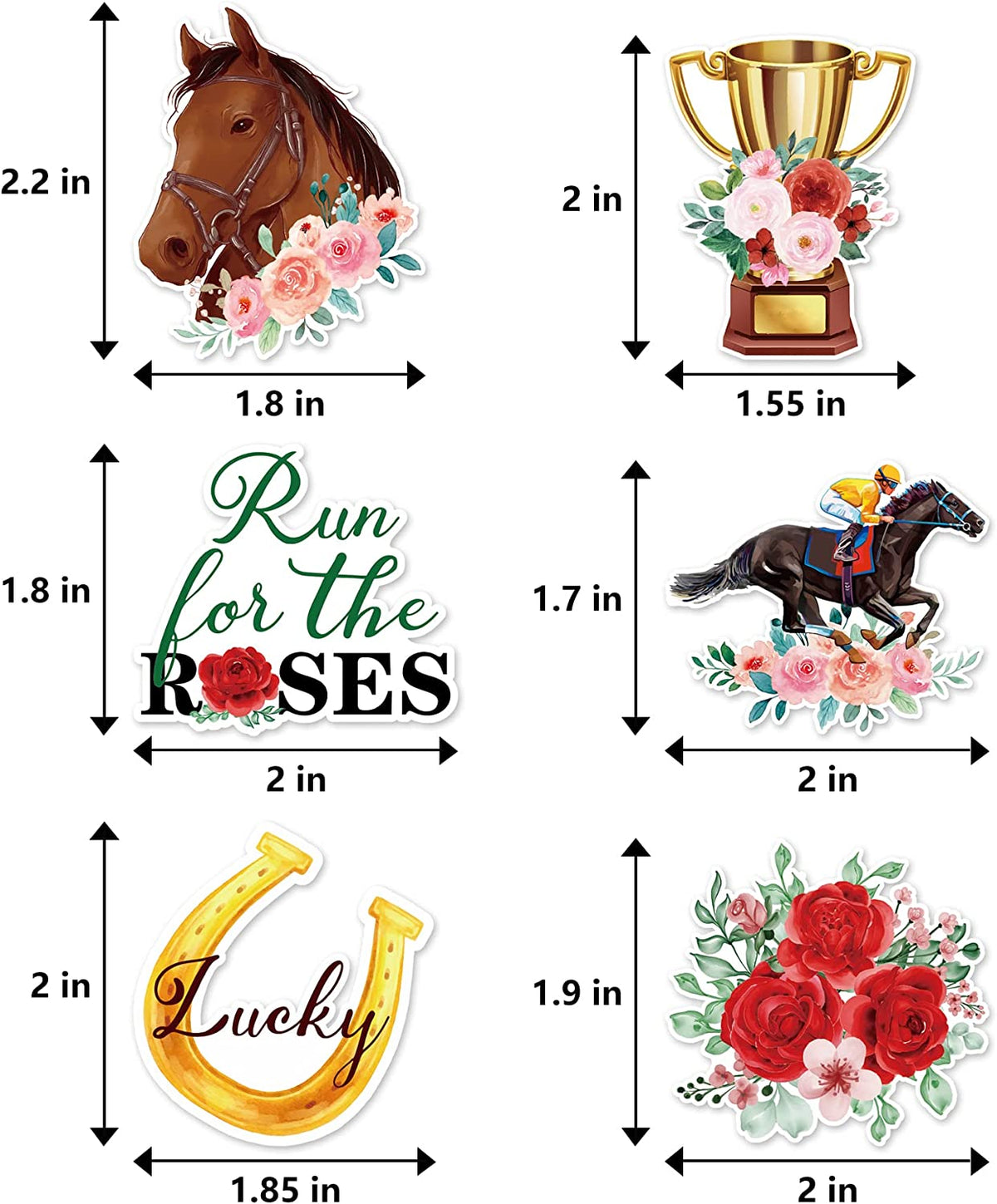 Kentucky Derby horse race-themed food & cupcake 12 piece topper picks set
