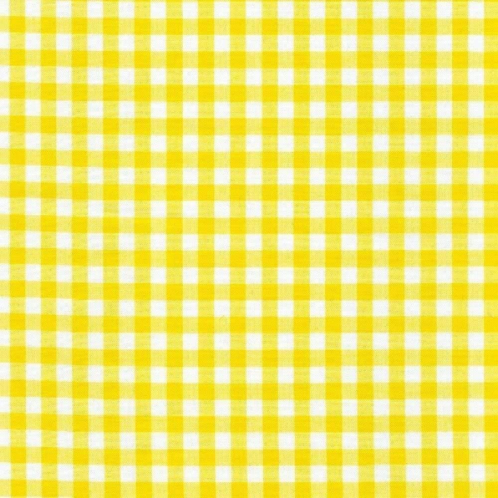 1/4″ Inch Yellow Checkered Gingham Poly Cotton Fabric,