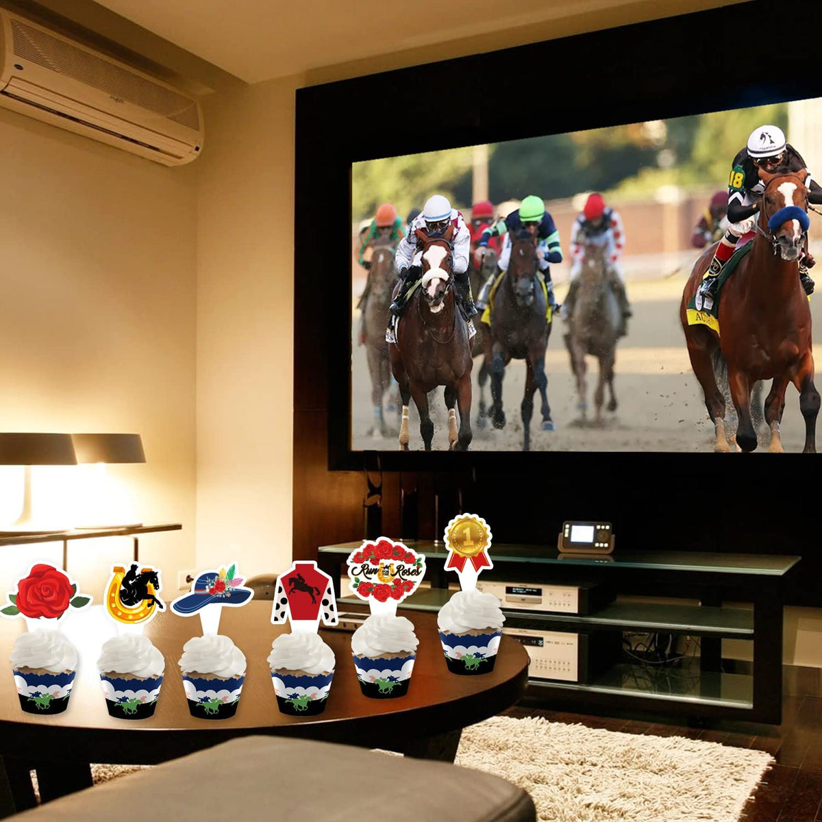 Kentucky Derby horse race-themed food & cupcake 24 piece topper picks set